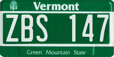VT license plate ZBS147