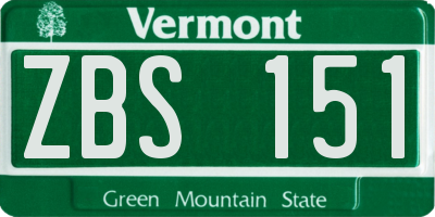 VT license plate ZBS151