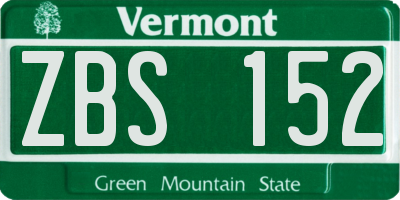 VT license plate ZBS152