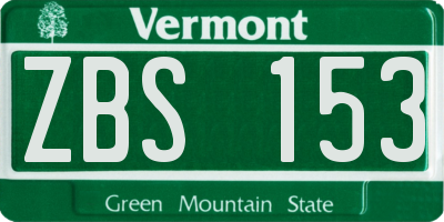 VT license plate ZBS153