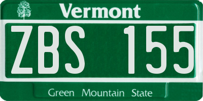 VT license plate ZBS155