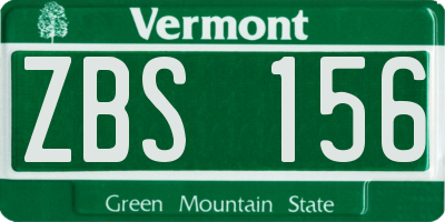 VT license plate ZBS156
