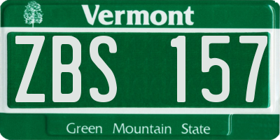 VT license plate ZBS157