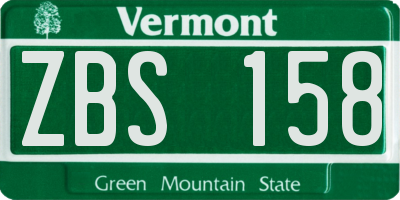 VT license plate ZBS158