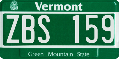 VT license plate ZBS159