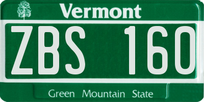 VT license plate ZBS160