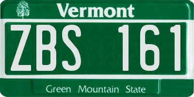 VT license plate ZBS161