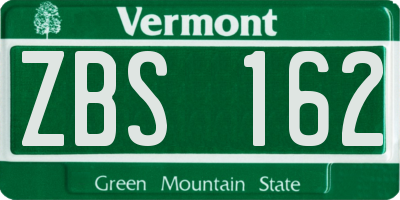 VT license plate ZBS162