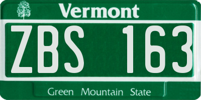 VT license plate ZBS163