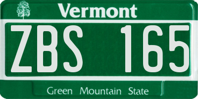 VT license plate ZBS165