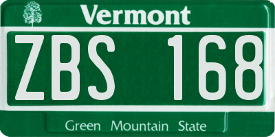 VT license plate ZBS168