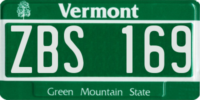 VT license plate ZBS169