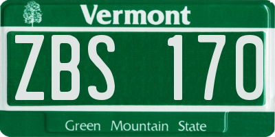 VT license plate ZBS170