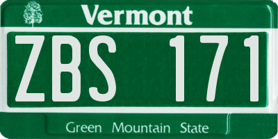VT license plate ZBS171