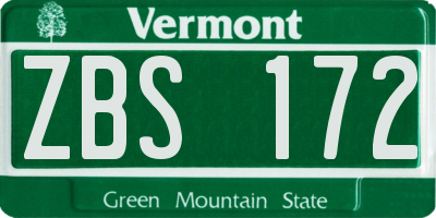 VT license plate ZBS172