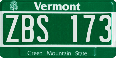 VT license plate ZBS173