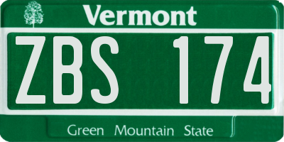 VT license plate ZBS174