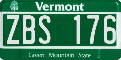 VT license plate ZBS176