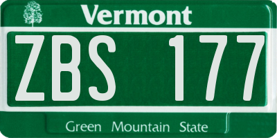 VT license plate ZBS177
