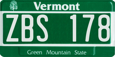VT license plate ZBS178