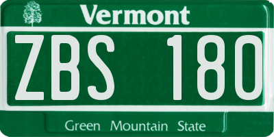 VT license plate ZBS180