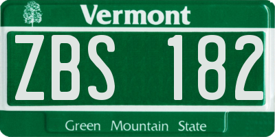 VT license plate ZBS182