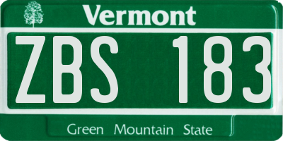 VT license plate ZBS183