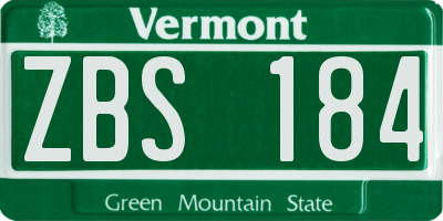 VT license plate ZBS184
