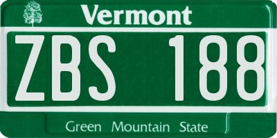 VT license plate ZBS188