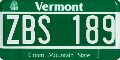 VT license plate ZBS189