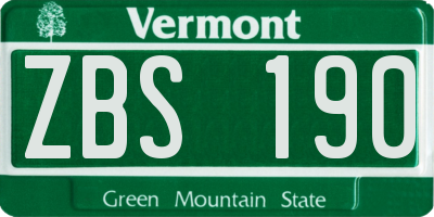 VT license plate ZBS190