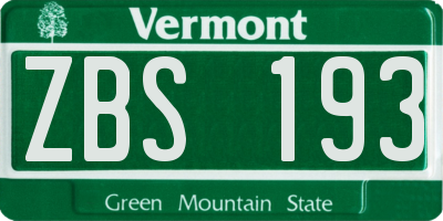 VT license plate ZBS193