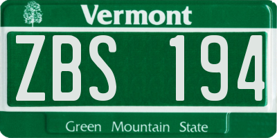 VT license plate ZBS194