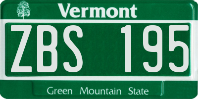 VT license plate ZBS195