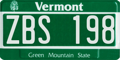 VT license plate ZBS198
