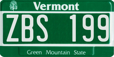 VT license plate ZBS199