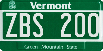 VT license plate ZBS200