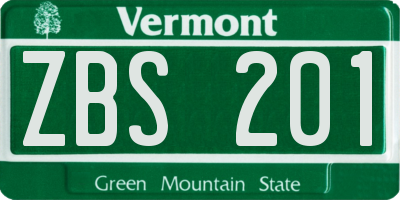 VT license plate ZBS201