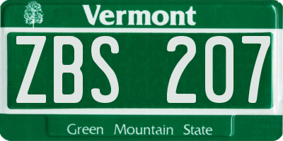 VT license plate ZBS207