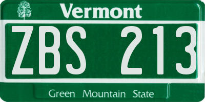 VT license plate ZBS213