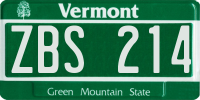 VT license plate ZBS214