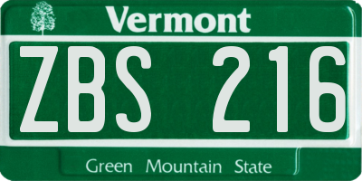 VT license plate ZBS216