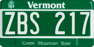 VT license plate ZBS217