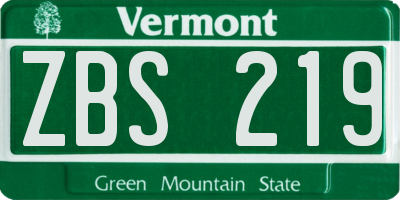VT license plate ZBS219