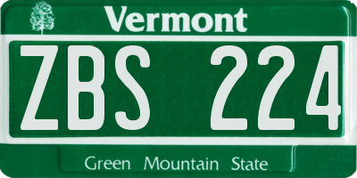 VT license plate ZBS224