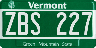 VT license plate ZBS227