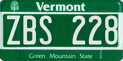 VT license plate ZBS228