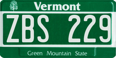 VT license plate ZBS229