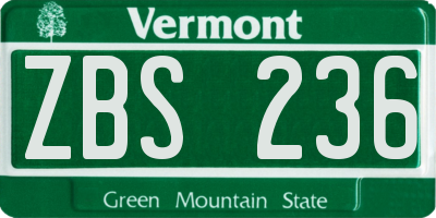 VT license plate ZBS236