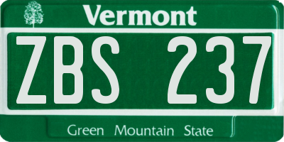 VT license plate ZBS237